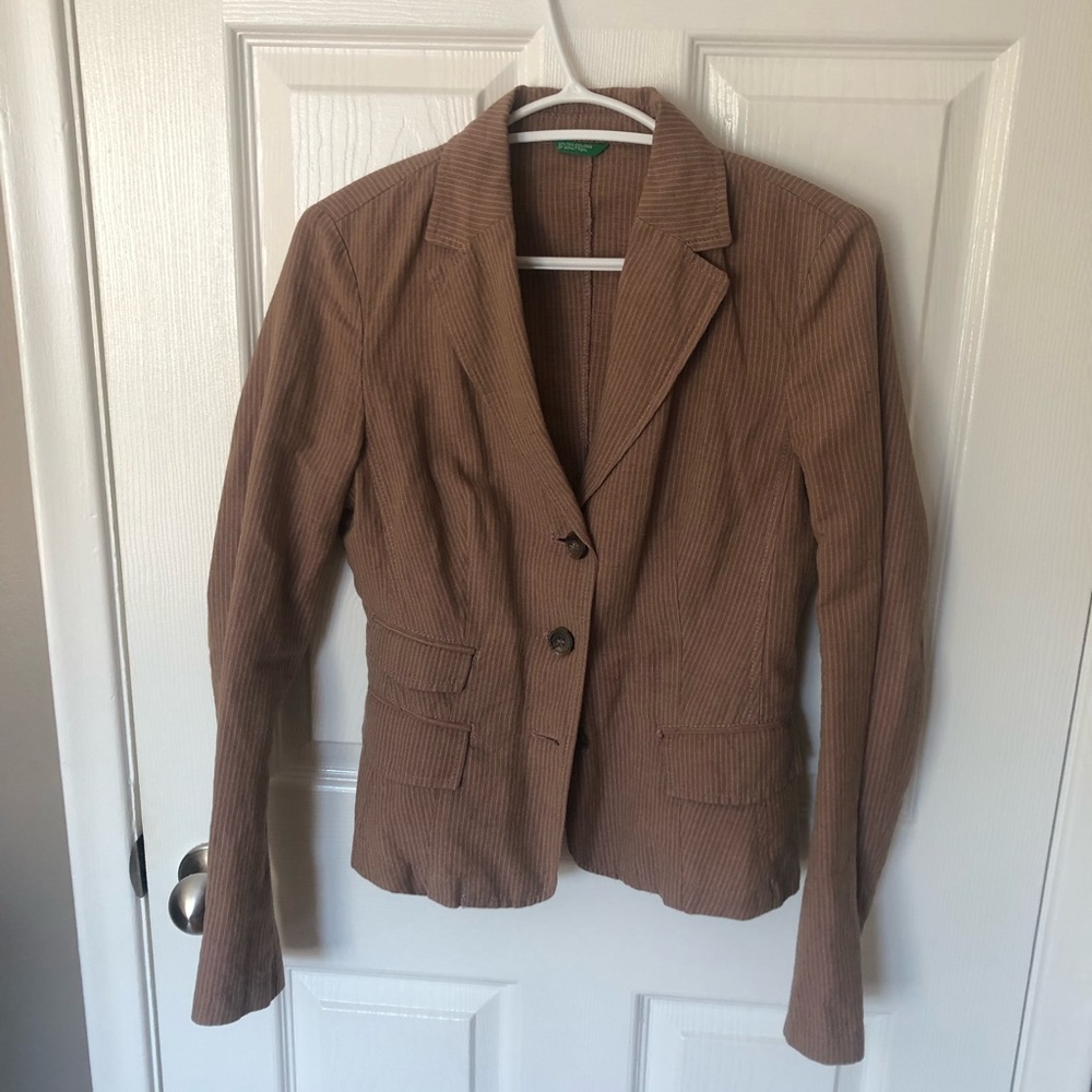 United Colors of Benetton Taupe Pin-Striped Blazer